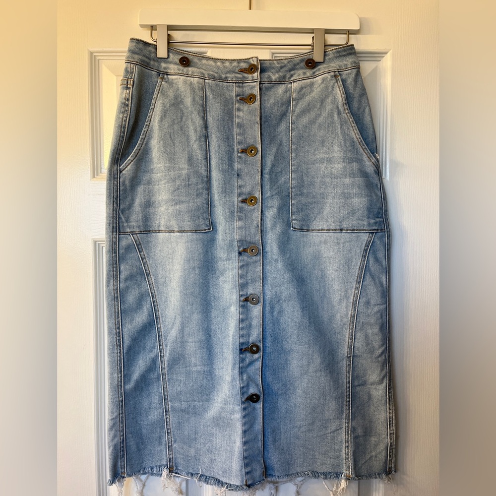 DownEast Denim Skirt with Removable Straps